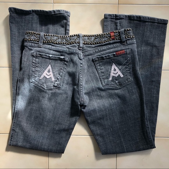 COPY - 7 For All Mankind black faded A pocket jeans sz 27 - Picture 1 of 16